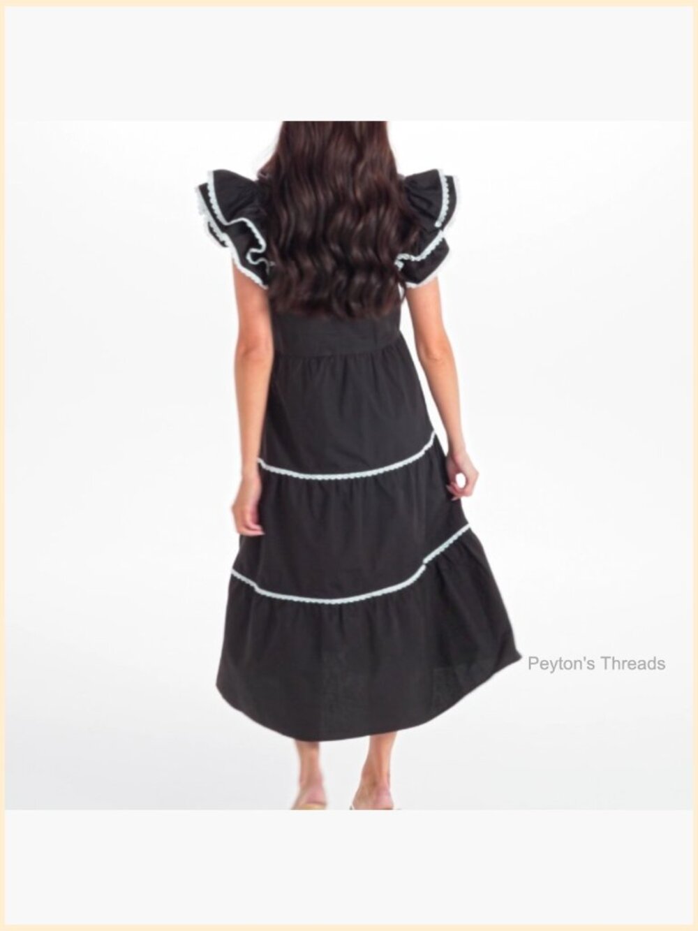Cotton Poplin Midi Dress with Scalloped Trim - Picture 5 of 5
